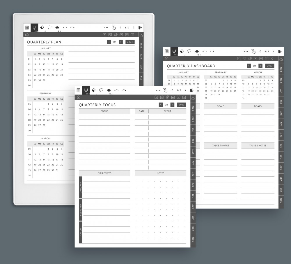 Quarterly Pages Template for Supernote