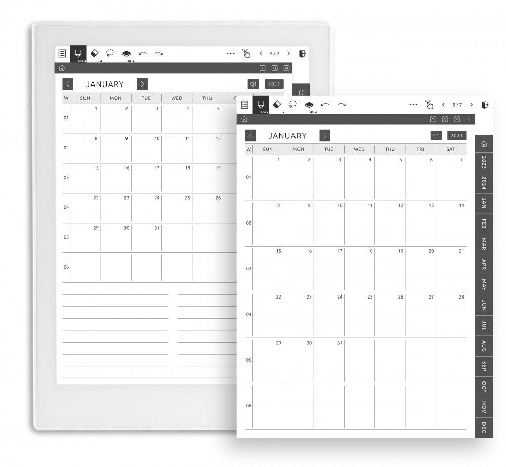 Monthly Planner Template for Supernote