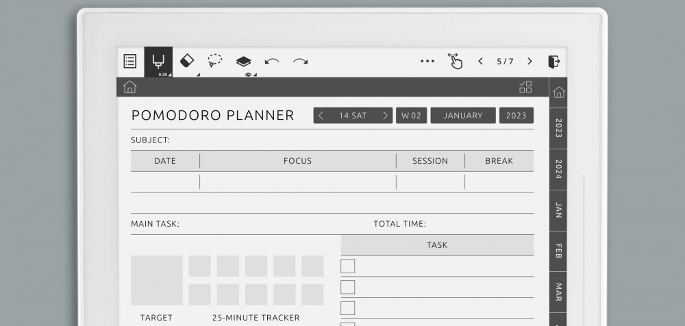 Supernote Pomodoro Planner