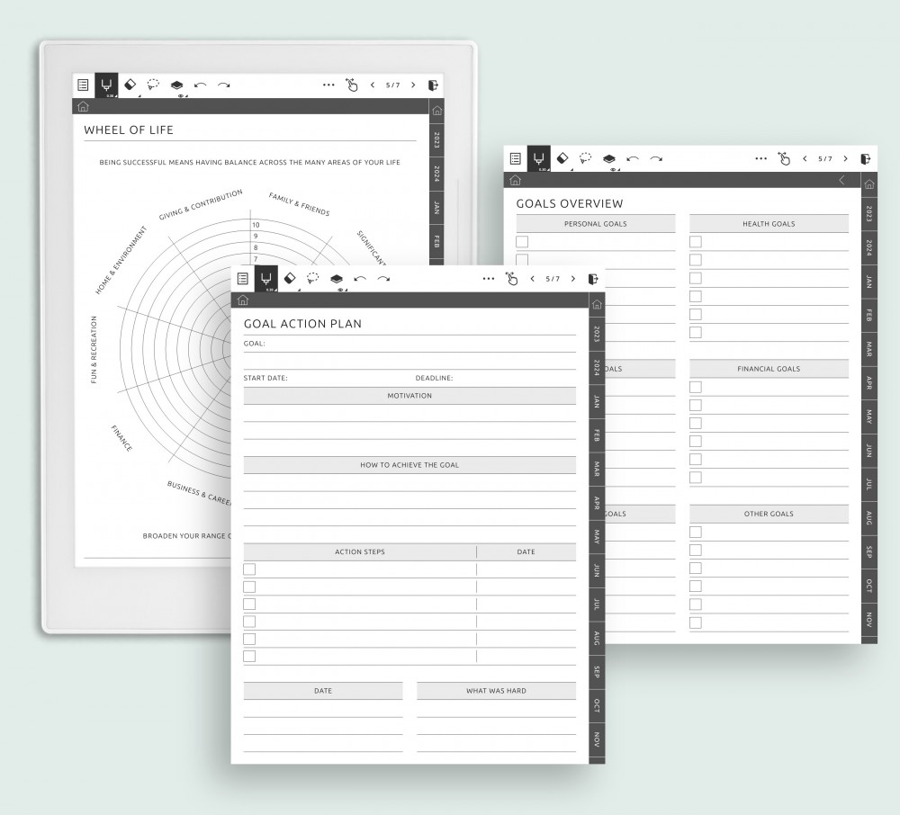 Extra Goals Setting Layouts Template for Supernote