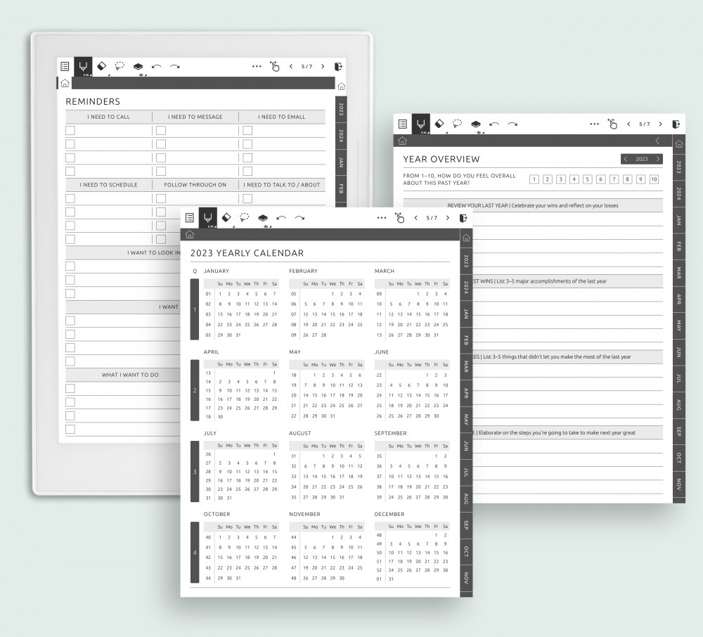 Yearly Calendar, Overview Template for Supernote