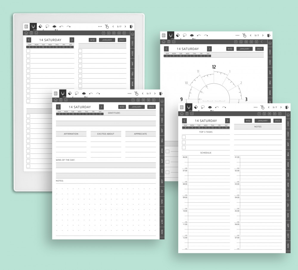 Select 4 Daily Pages Template for Supernote