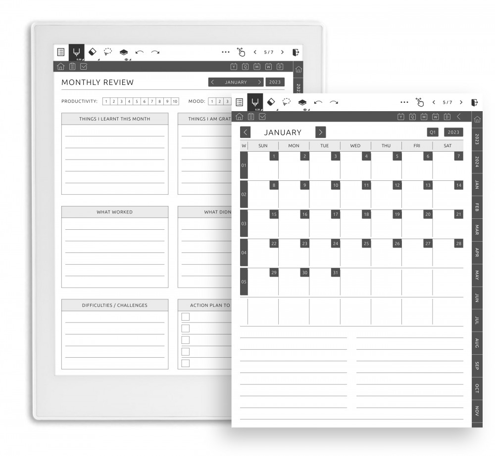 Plan Monthly Template for Supernote