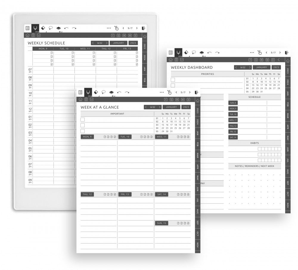 Select Your 2 Weekly Pages Template for Supernote