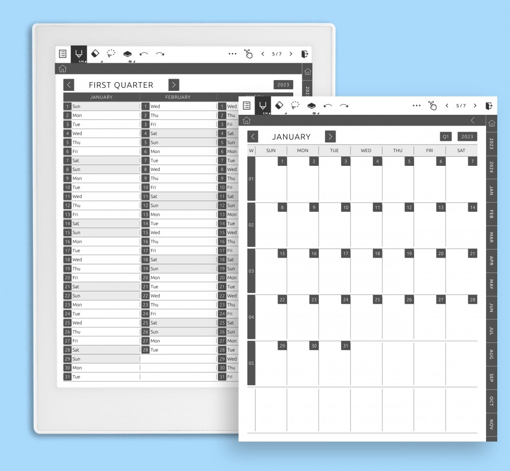 Quarterly Planner Template for Supernote