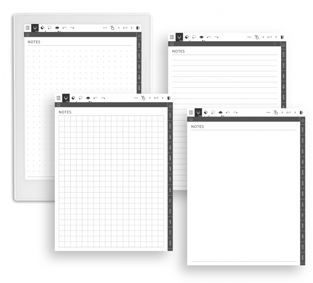 4 Types of Notes Pages Template for Supernote