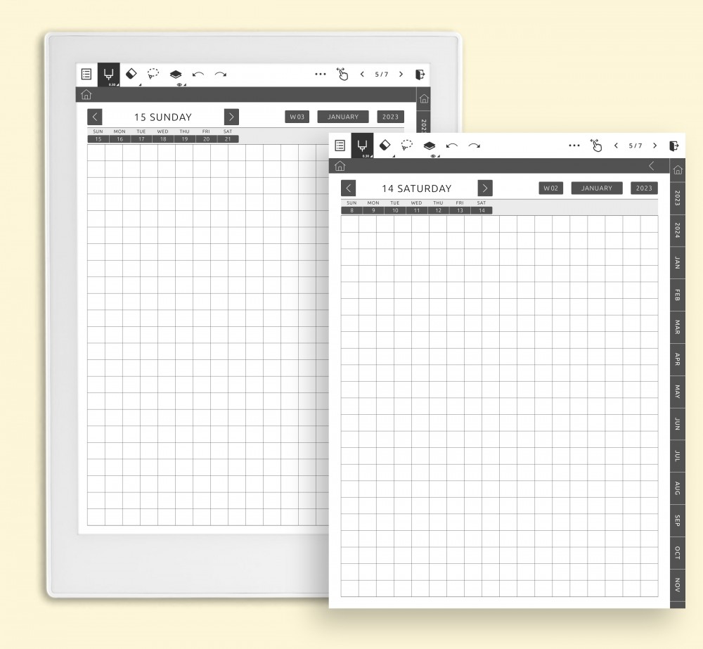 Square Grid Daily Notes Template for Supernote