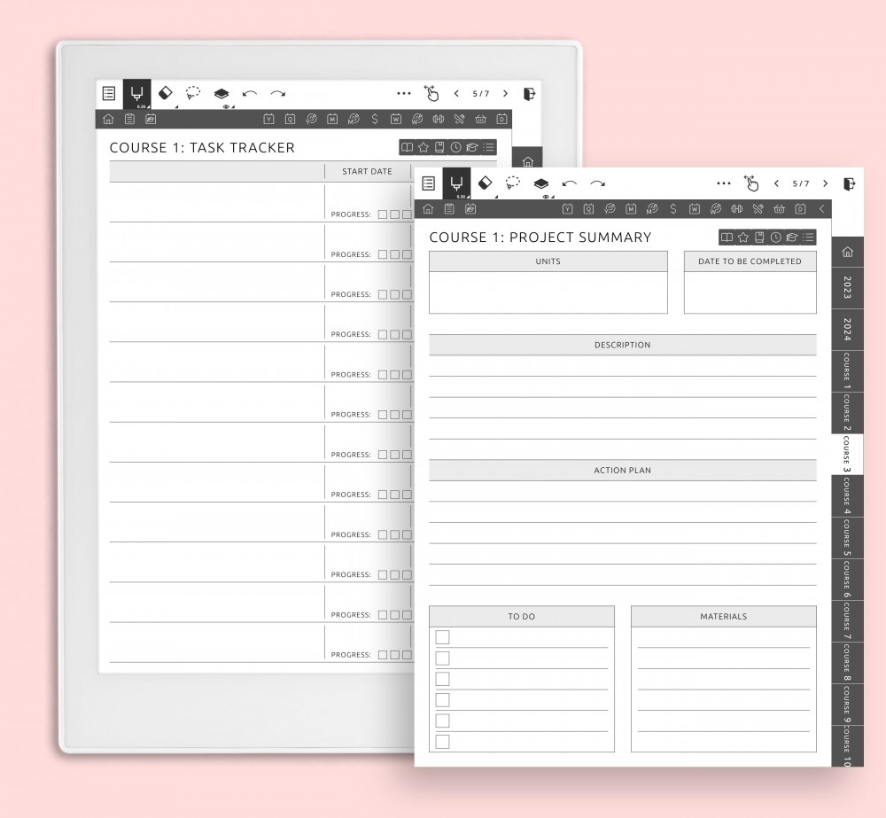 Project Planner Template for Supernote