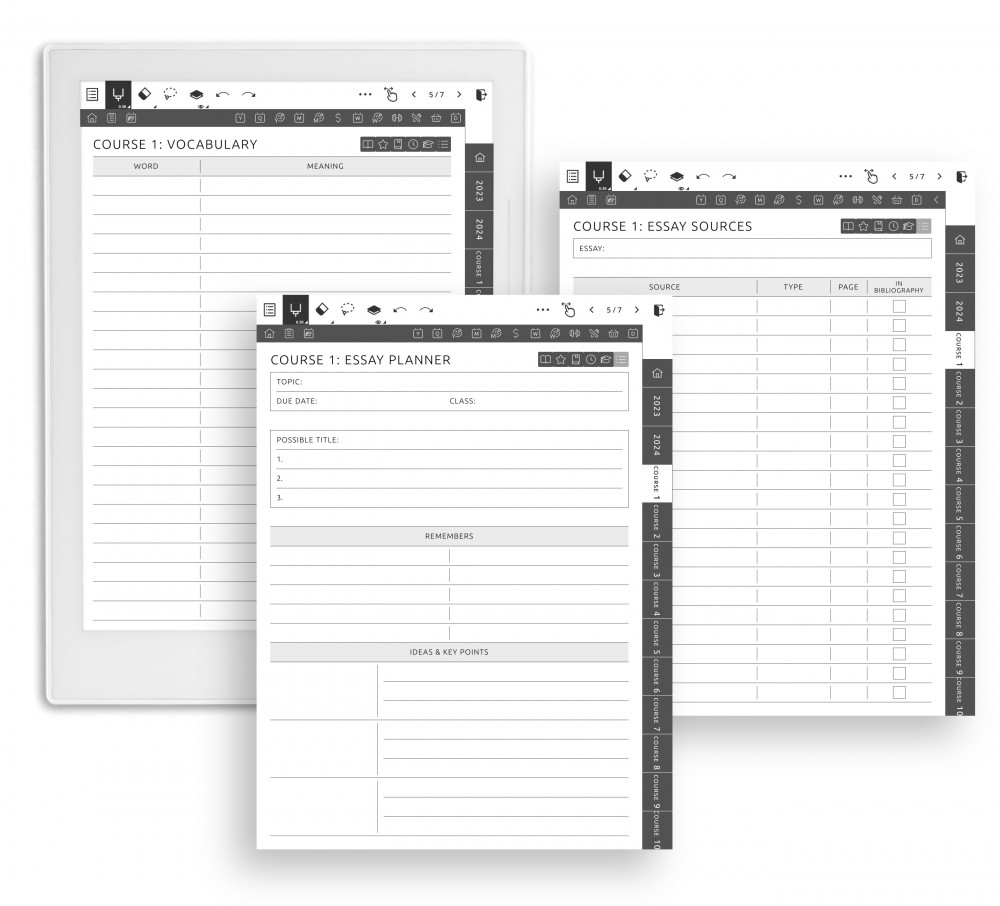 Essay Planner & Sources List Template for Supernote