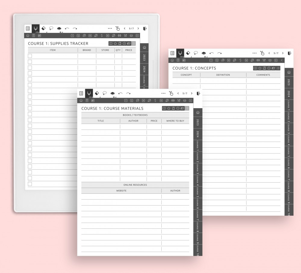 Course Pages: for GoodNotes Planner
