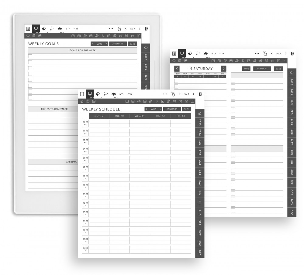 Daily, Weekly Planners, Goals Settings  Template for Supernote