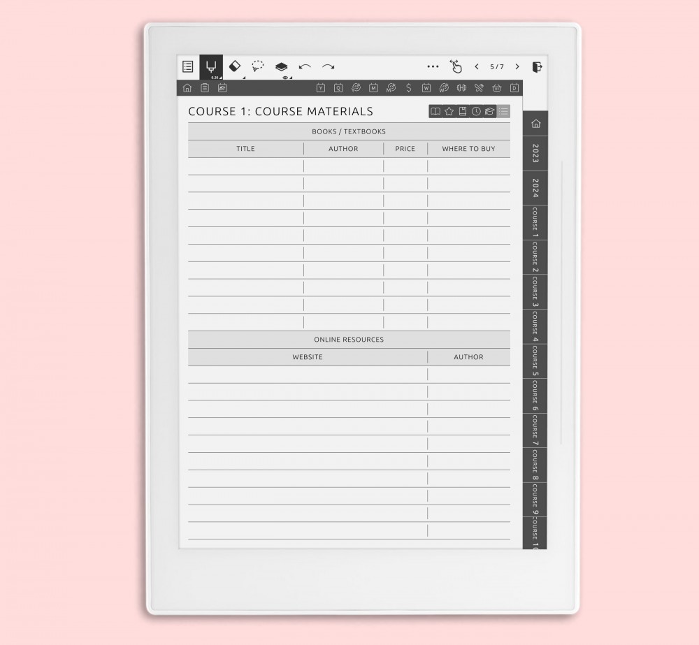 Supernote Student Planner for GoodNotes, Notability, Noteshelf