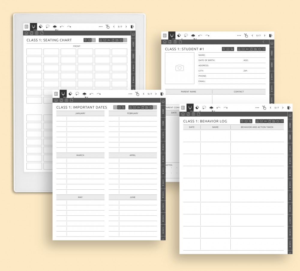 Streamlined Student Management Template for Supernote