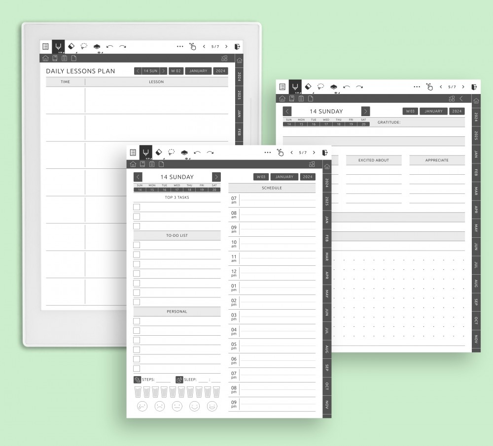 Tailor Your Daily Planning with Two Customizable Daily Pages Template for Supernote