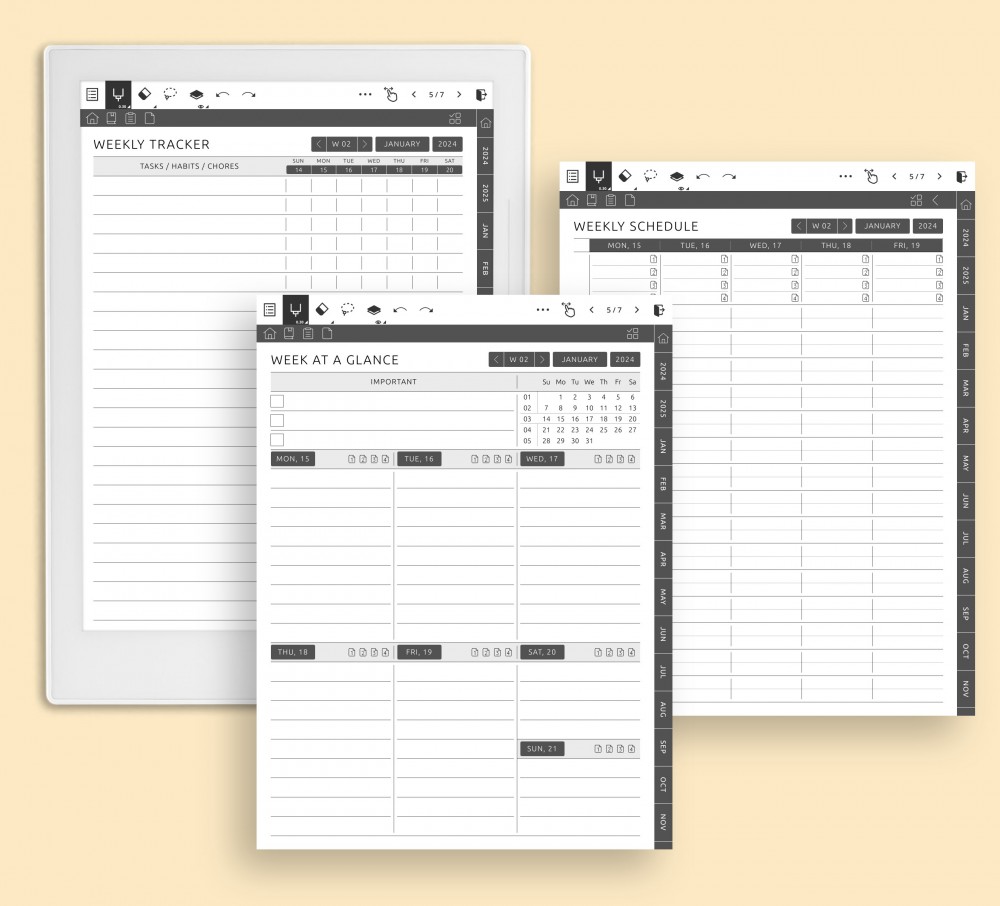 Elevate Your Weekly Planning with Two Weekly Pages Template for Supernote