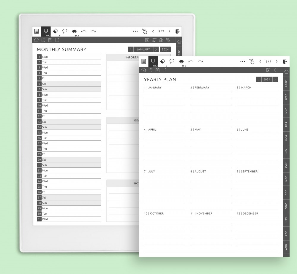 Personalize Your Planning with Extensive Customization Options Template for Supernote