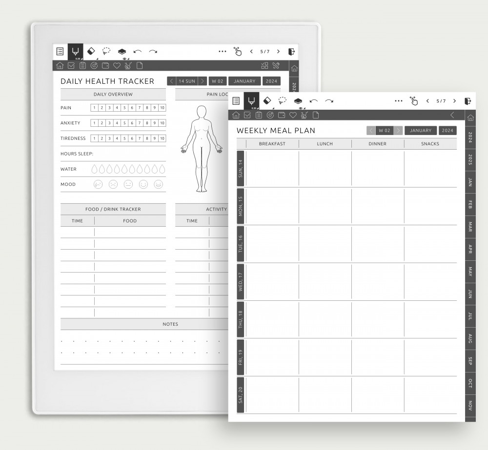 Elevate Your Wellbeing: Empower Your Fitness, Nutrition, and Self-Care Journey with Our Health and Wellness Pages Template for Supernote