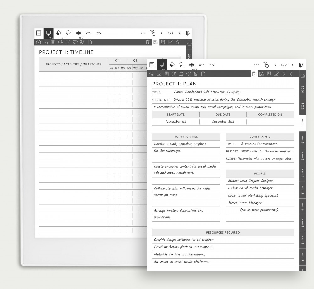 Maximize Your Productivity: Seamlessly Manage 10 Projects with 40 Personalized Pages Template for Supernote