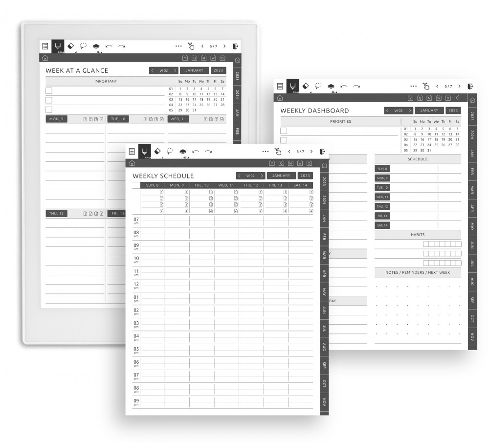 Weekly Planner Variations That You Could Chose Template for Supernote