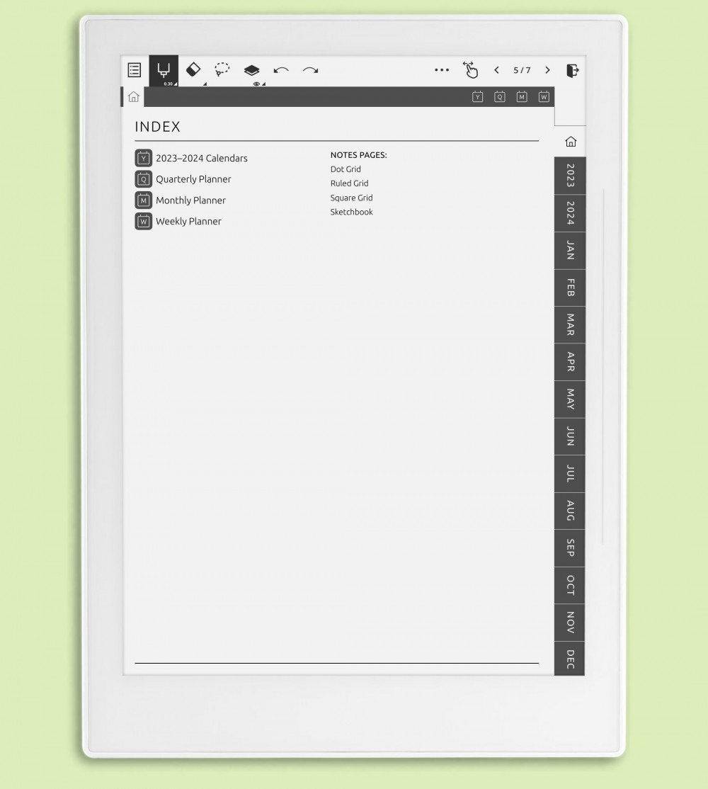 Main Page for GoodNotes Planner