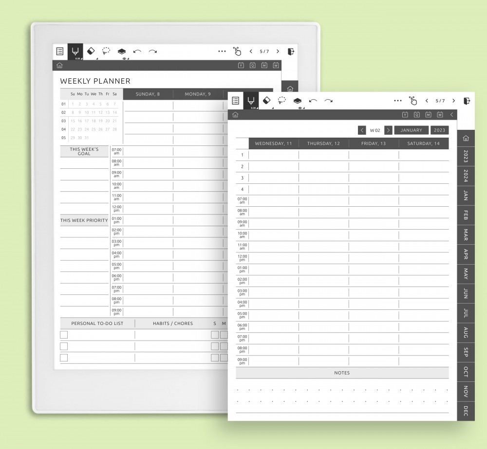Horizontal 2-Page Mode for GoodNotes Planner
