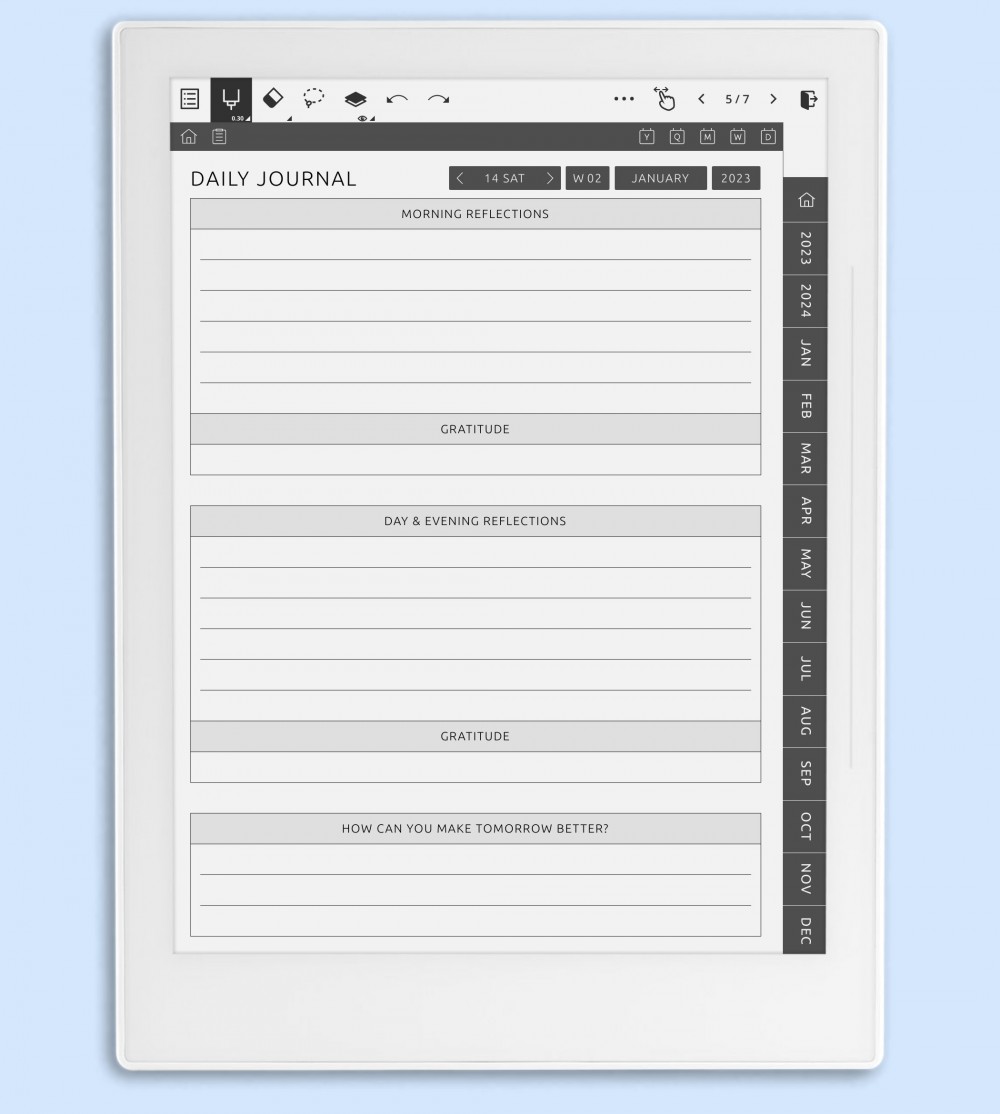 Use Daily Wellness Journal Template for Supernote