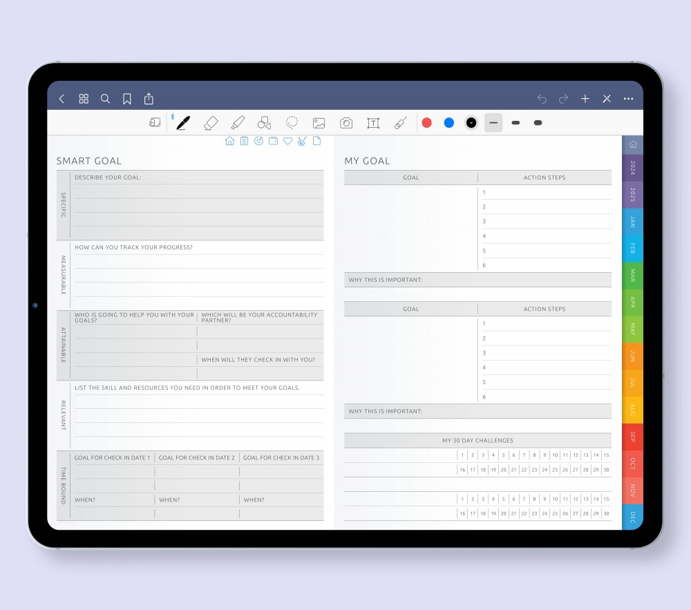 Goal-Setting Galore: Goals & Productivity Section  for Digital Planner