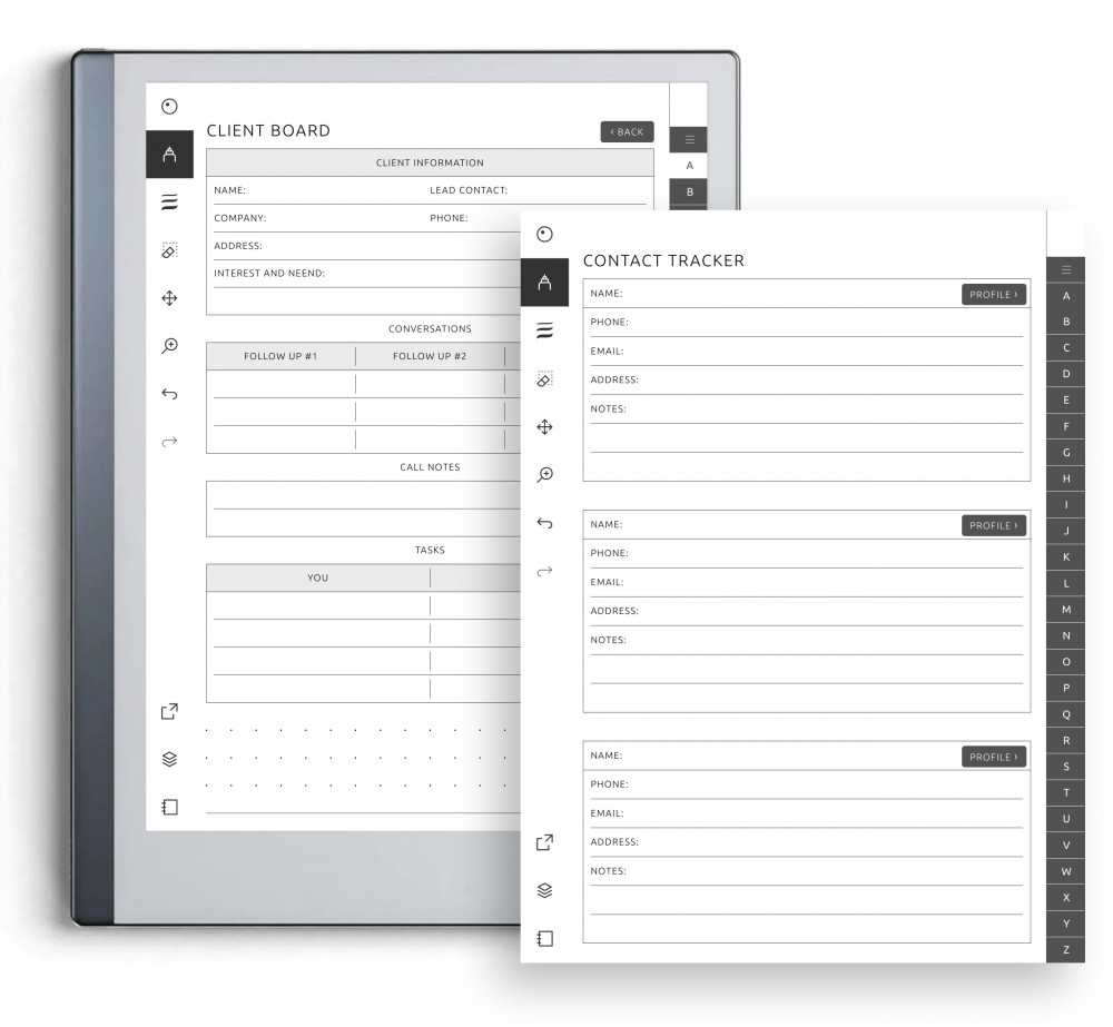 Contact Tracker and Client Board  for Digital Planner
