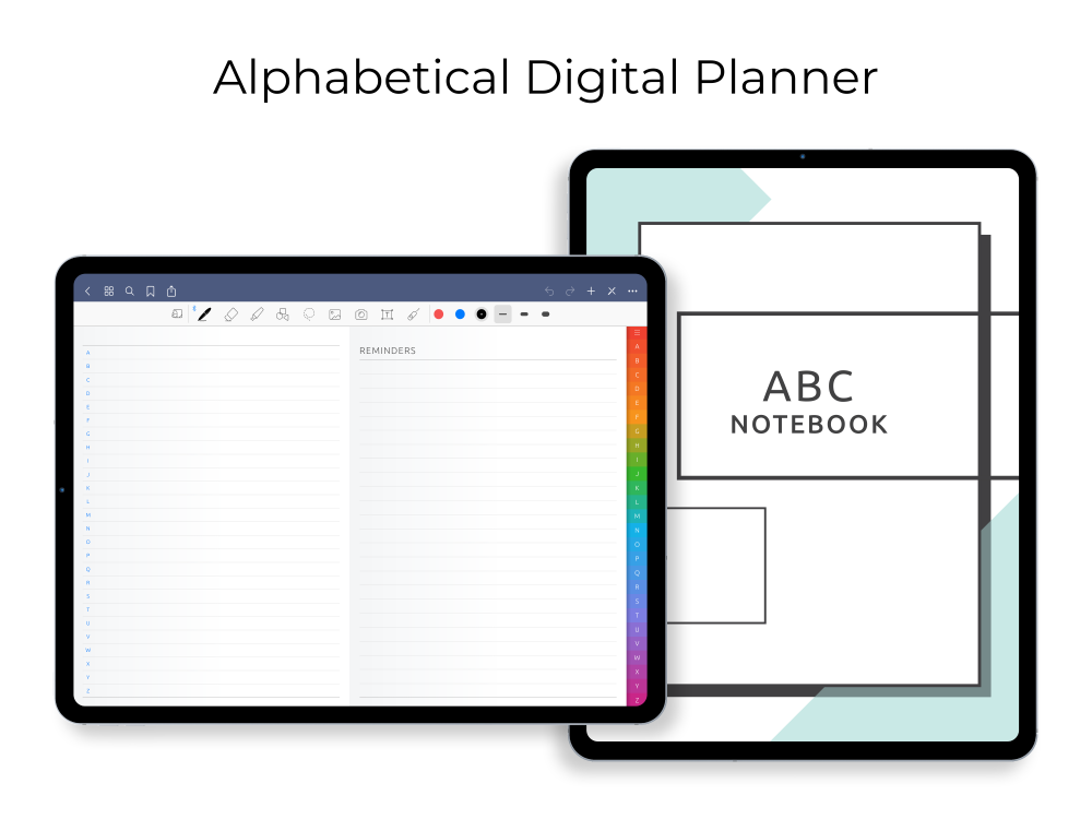 Alphabetical Hyperlinked Digital Planner for GoodNotes, Notability, Noteshelf
