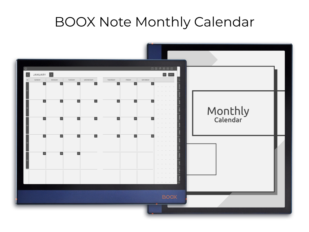 BOOX Note Air Monthly Calendar for 5 Years
