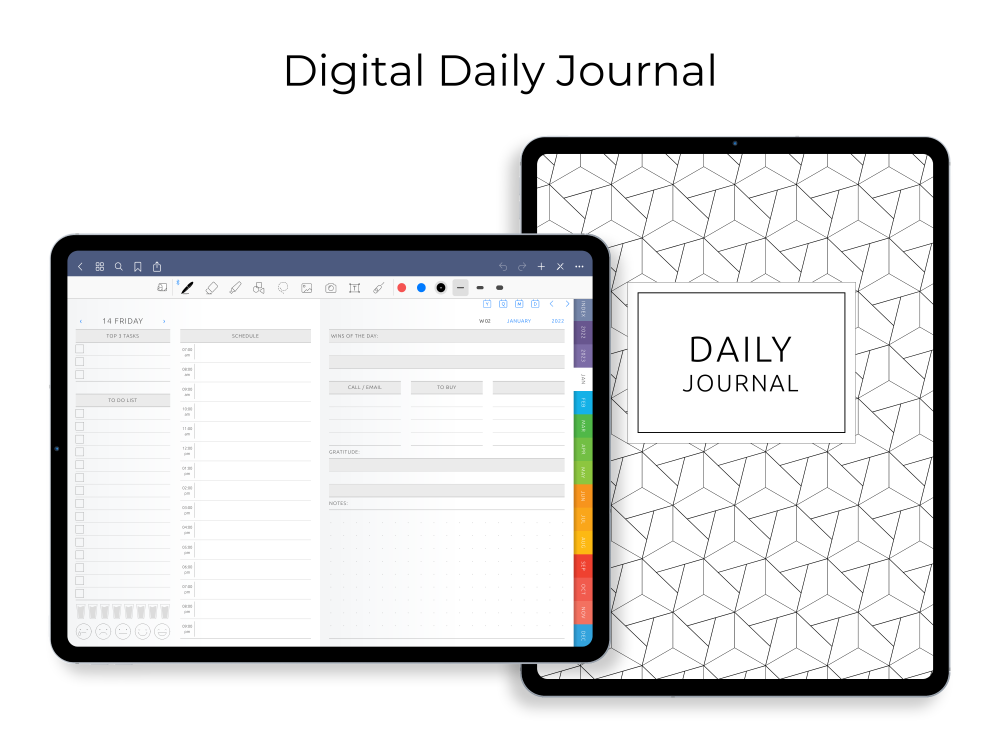 Daily Digital Journal for GoodNotes, Notability, Noteshelf