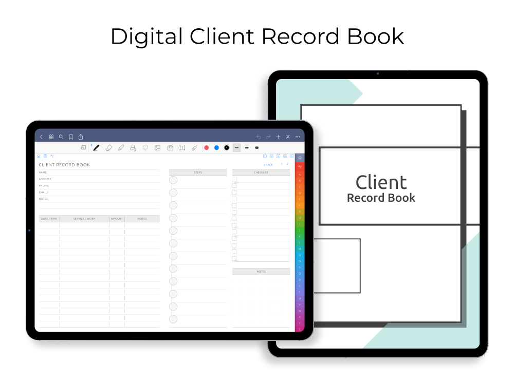 Digital Client Record Book for GoodNotes, Notability, Noteshelf