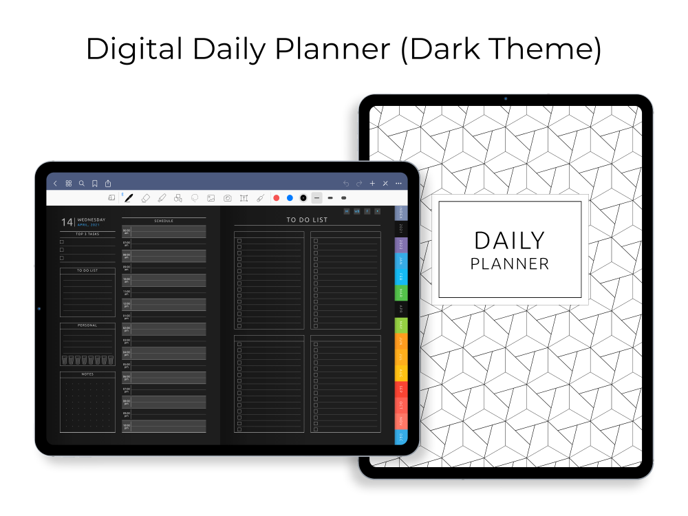 Ultimate Digital Daily Planner [Dark]  for GoodNotes, Notability, Noteshelf