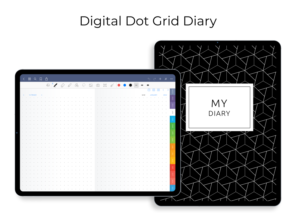 Digital Dot Grid Diary for GoodNotes, Notability, Noteshelf