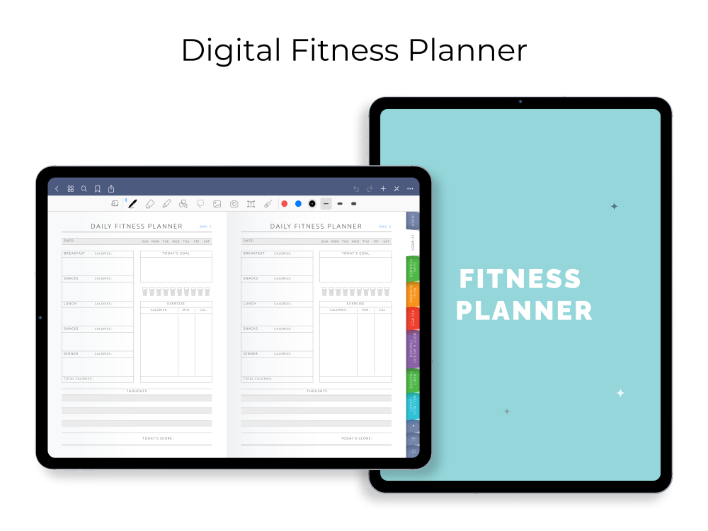 Digital Fitness Planner for GoodNotes, Notability, Noteshelf