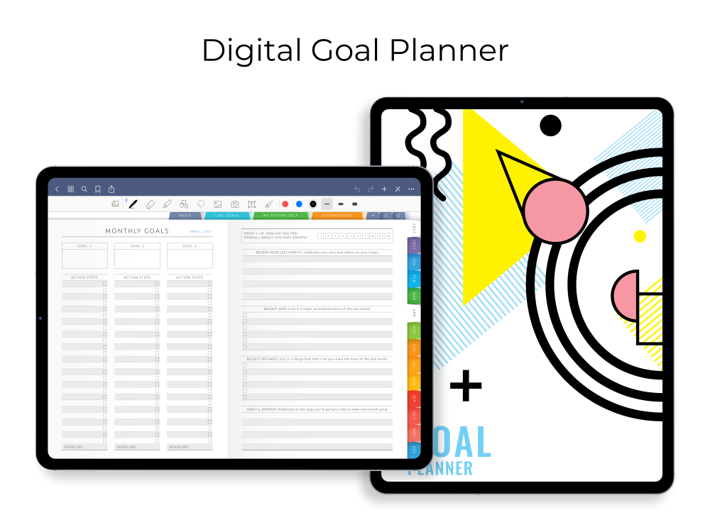 Digital Goal Planner for GoodNotes, Notability, Noteshelf
