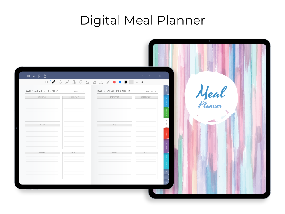 Digital Meal Planner for GoodNotes, Notability, Noteshelf