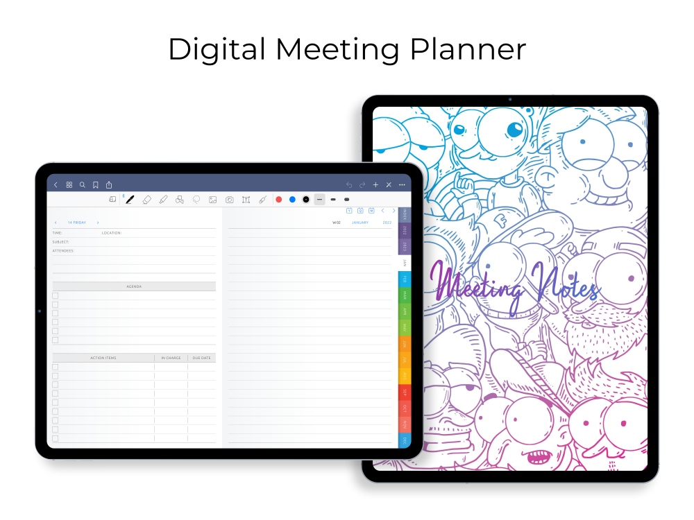 Digital Meeting Planner for GoodNotes, Notability, Noteshelf