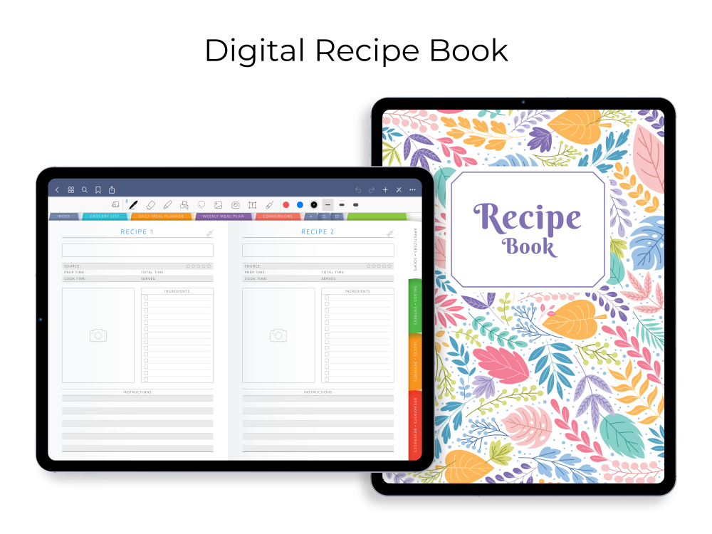 Recipe Book - Digital Planner Template PDF for iPad: GoodNotes, Notability
