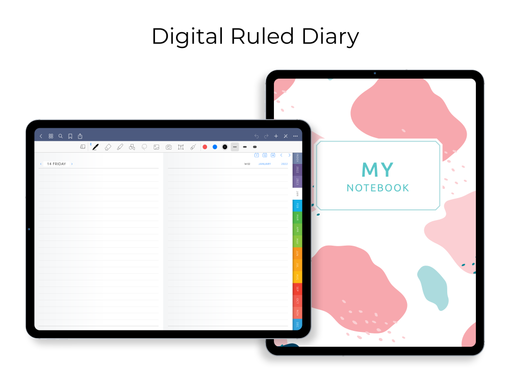 Digital Ruled Diary for GoodNotes, Notability, Noteshelf