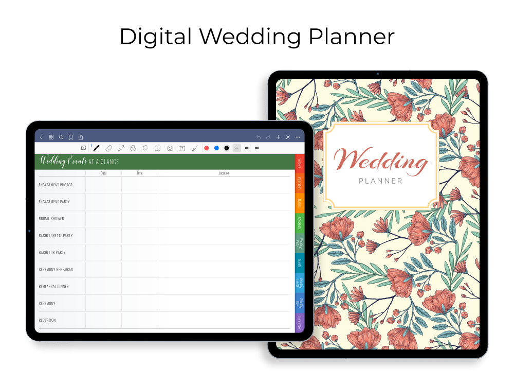 Digital Wedding Planner for GoodNotes, Notability, Noteshelf