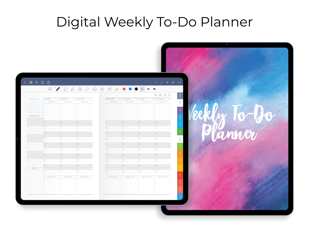 Digital Weekly To-Do Planner for GoodNotes, Notability, Noteshelf