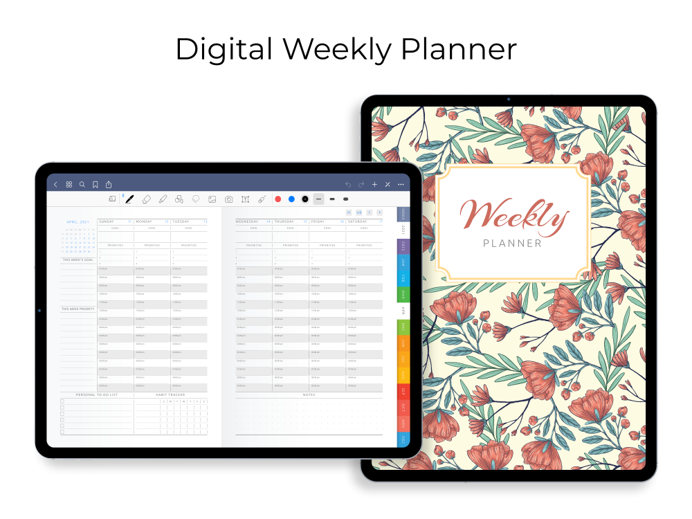 Digital Weekly Planner for GoodNotes, Notability, Noteshelf