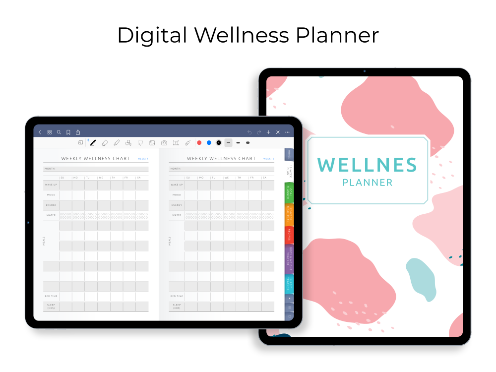Digital Wellness Planner for GoodNotes, Notability, Noteshelf