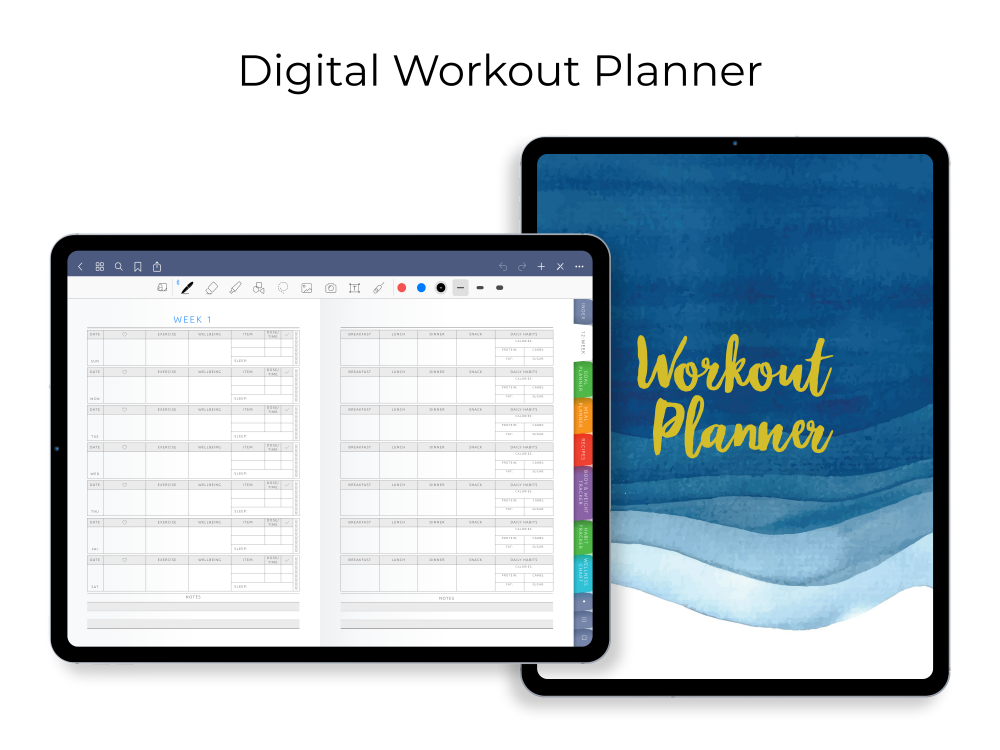 Digital Workout Planner for GoodNotes, Notability, Noteshelf