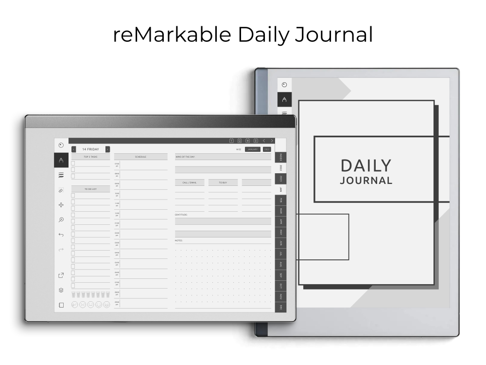 reMarkable Daily Journal reMarkable Daily Journal for GoodNotes, Notability, Noteshelf