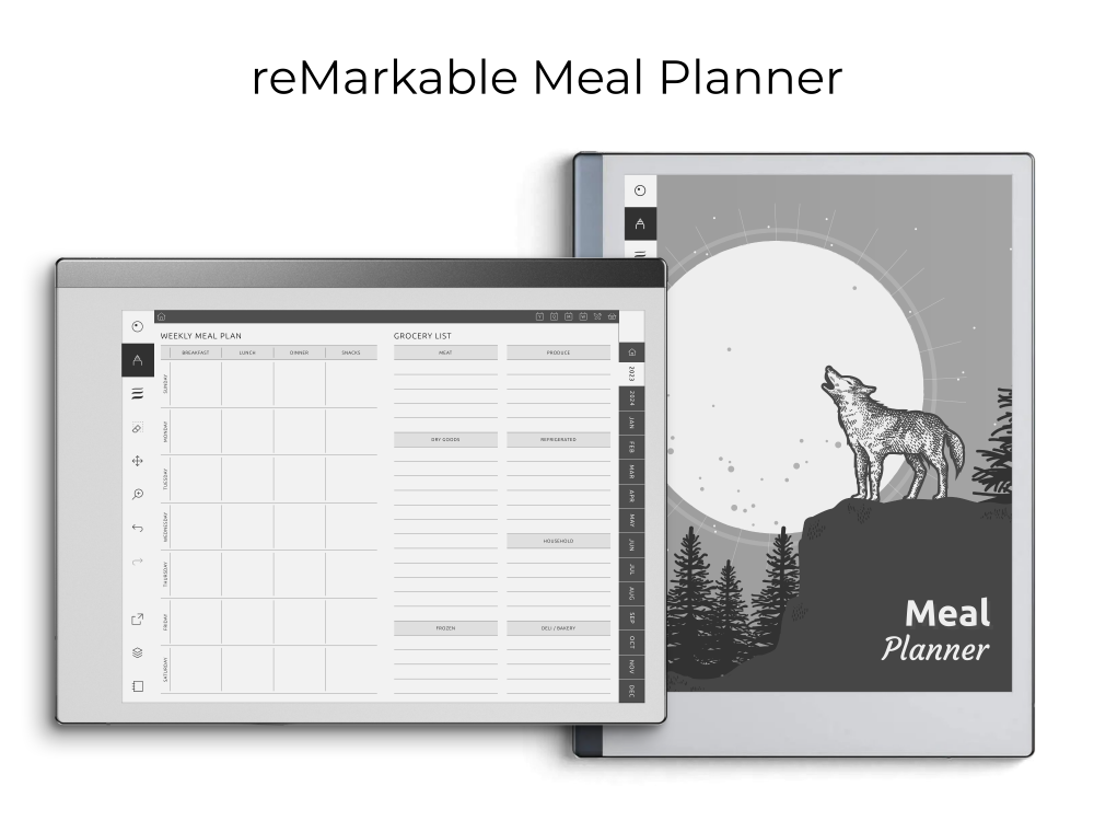 reMarkable Meal Planner for GoodNotes, Notability, Noteshelf