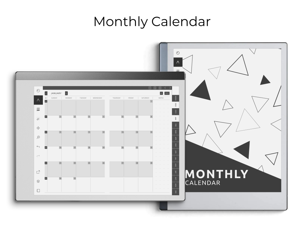 reMarkable Monthly Calendar for GoodNotes, Notability, Noteshelf
