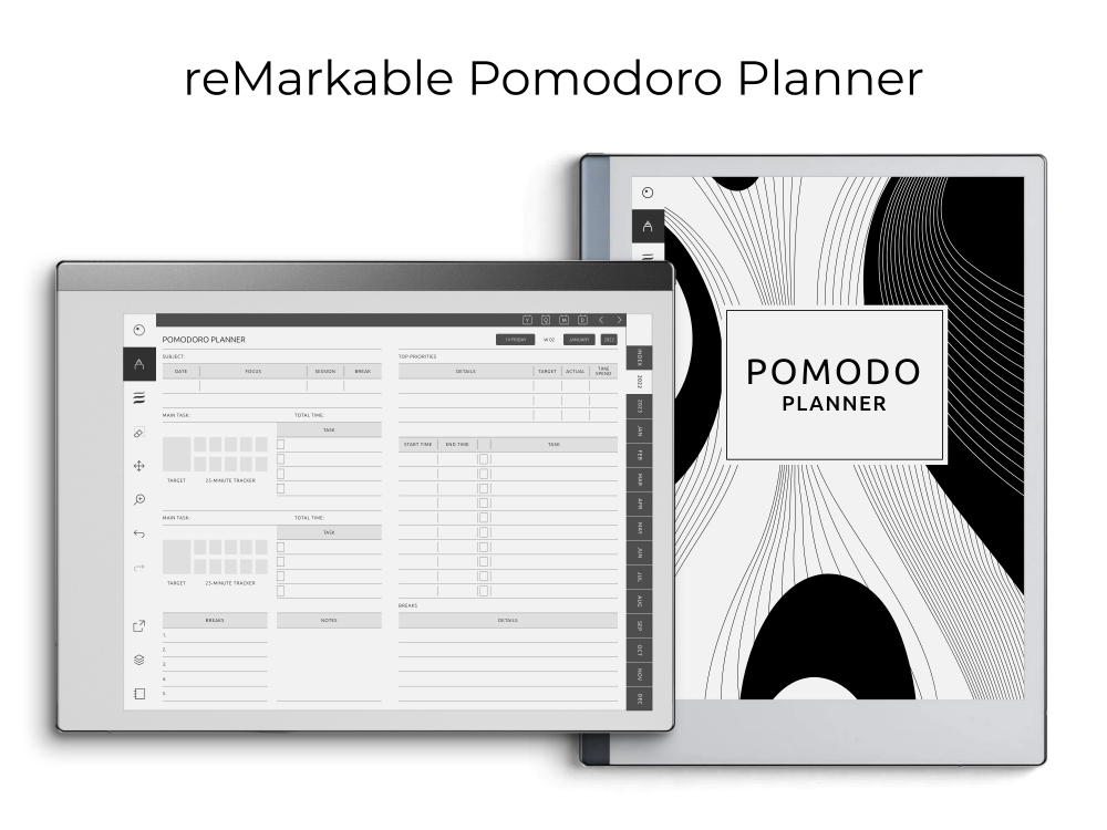 reMarkable Pomodoro Planner for GoodNotes, Notability, Noteshelf