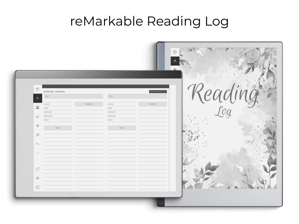 reMarkable Reading Log for GoodNotes, Notability, Noteshelf